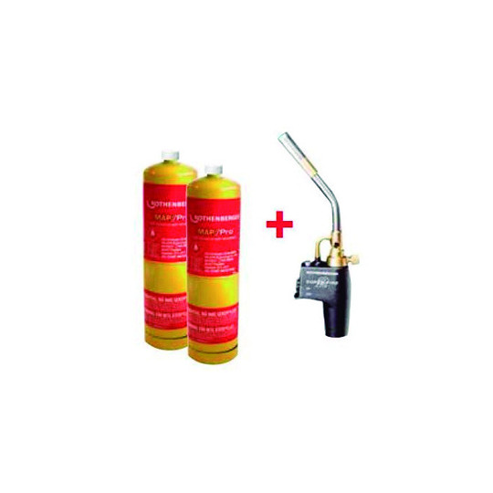 Set soplete SUPER-FIRE 2 US 1" + 2 botellas GAS MAPP