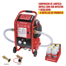 Compresor de limpieza por barrido ROPULS eDM + inyector + reductor 2bar+ 6 botes desinfección sistemas agua potable