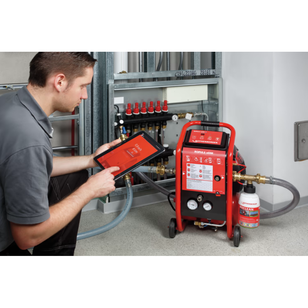 Compresor de limpieza por barrido ROPULS eDM + inyector + reductor 2bar+ 6 botes limpieza de suelos radiantes