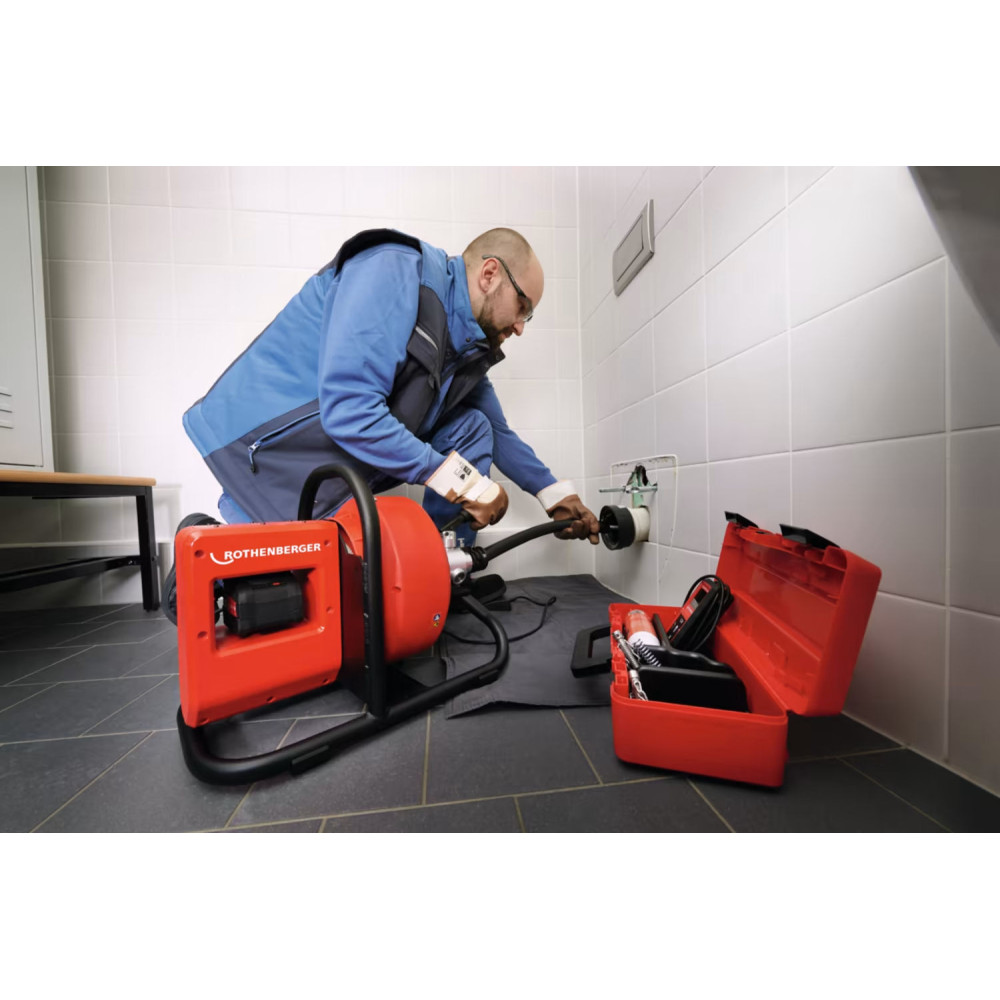 Desatascadora a batería RODRUM S13 VARIOCLEAN + set de herramientas