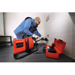 Desatascadora a batería RODRUM S13 VARIOCLEAN + set de herramientas