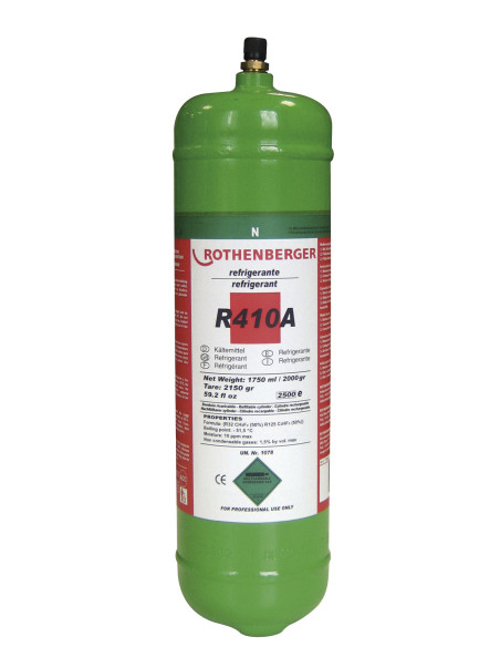 Botella de gas refrigerante R410A 2 litros